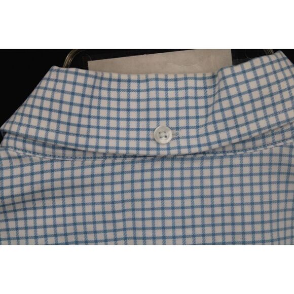 Duluth Trading Co Mens Shirt Size L Tall Button Down White Blue Check Cotton - Picture 6 of 8